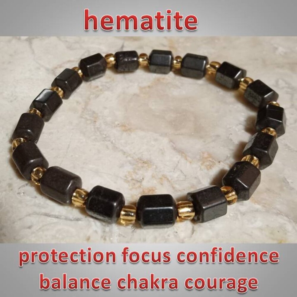 hematite stone crystal bracelet protection confidence chakra focus balance